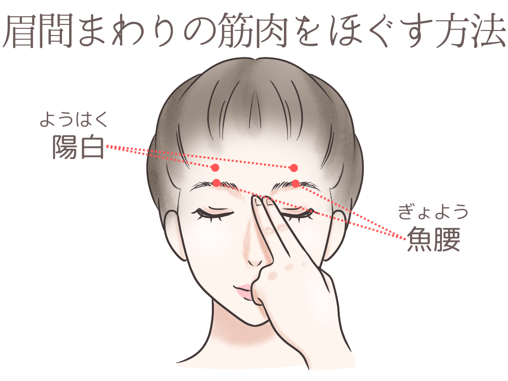眉間のシワ改善！眉間まわりの筋肉をほぐす方法