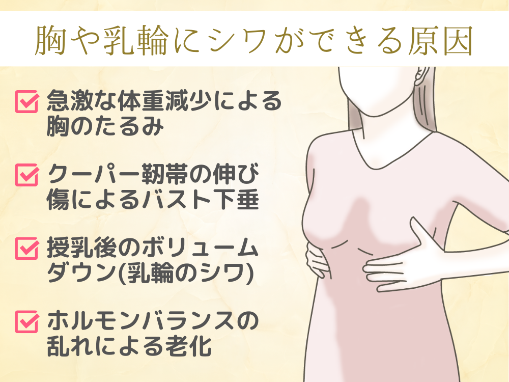 胸や乳輪にシワができる原因